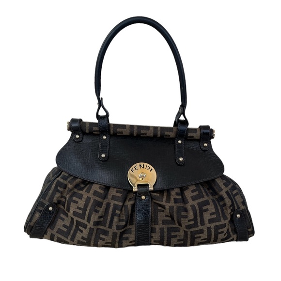 Fendi Handbags - Authentic FENDI Medium Zucca Monogram Canvas Magic Bag in Brown Tobacco Color